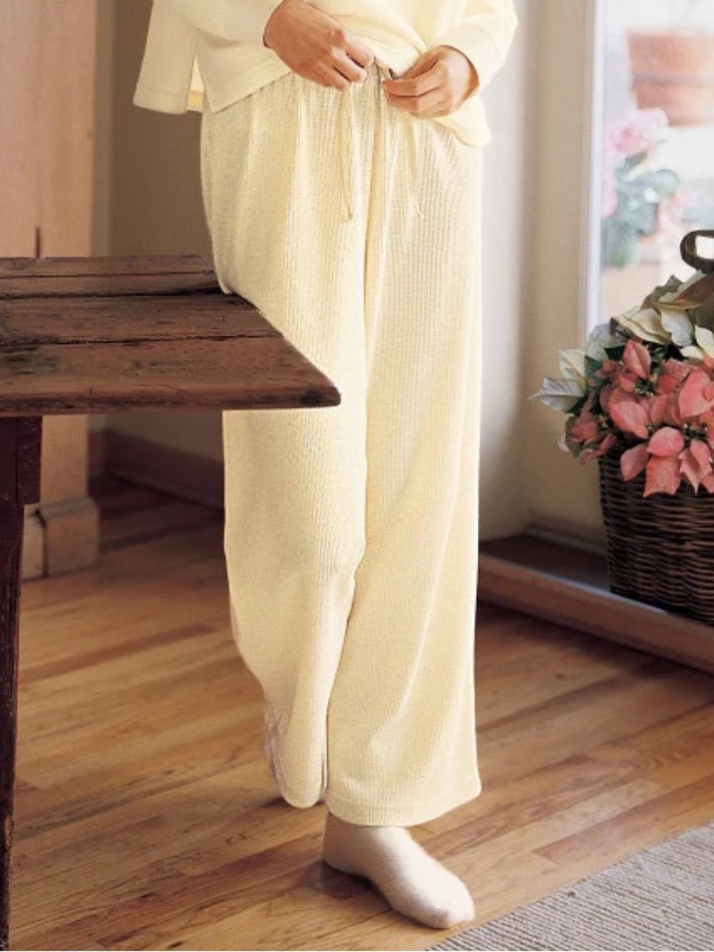 Soft Surroundings Zola Waffle Knit Sweatpants sz L